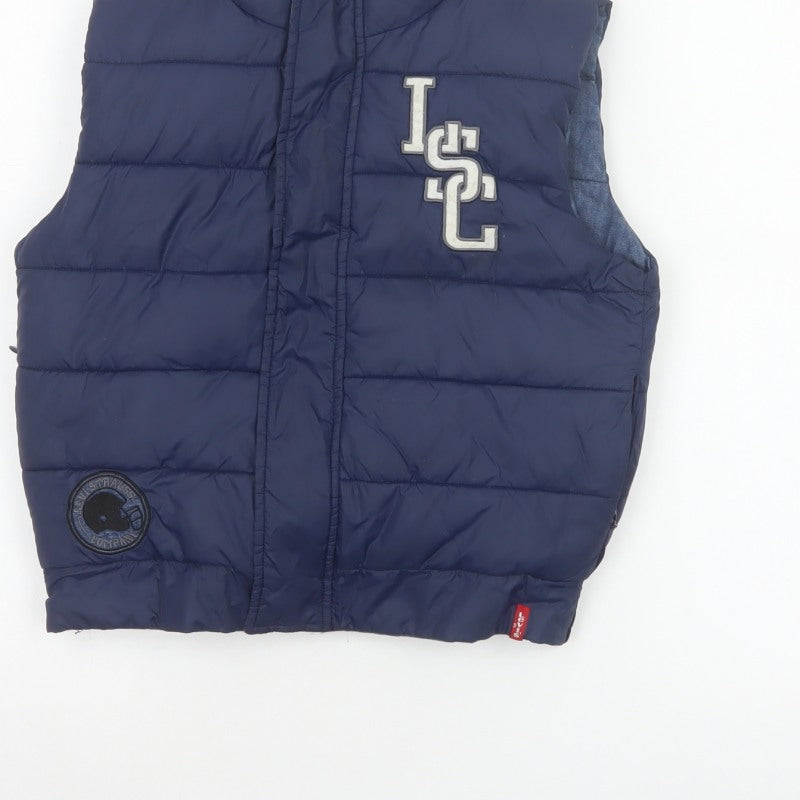 Levi's Boys Blue Size 8 Padded Puffer Gilet Sleeveless Zip Waistcoat