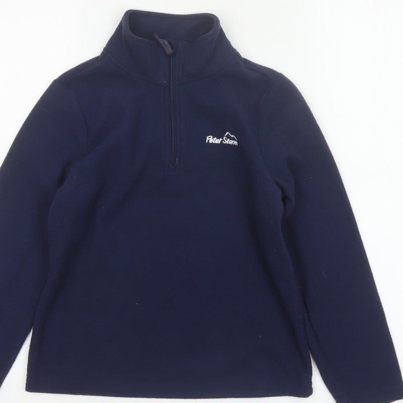 Peter Storm Boys Blue 7-8 Years 1/4 Zip Fleece Sweatshirt