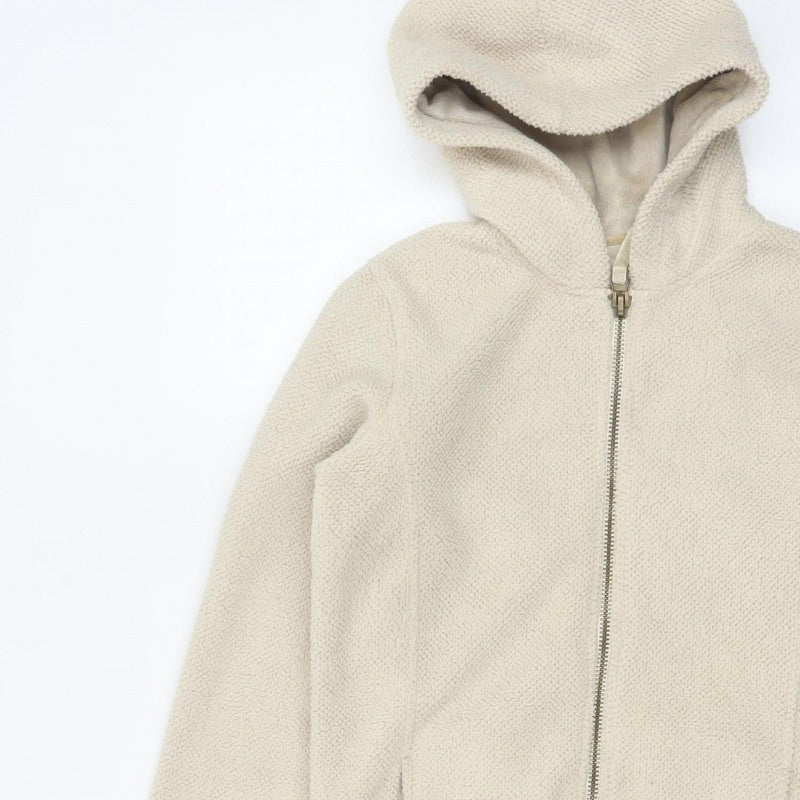 Next Women's Ivory Size 14 Teddy Fleece Full Zip Hooded Hoodie Jacket