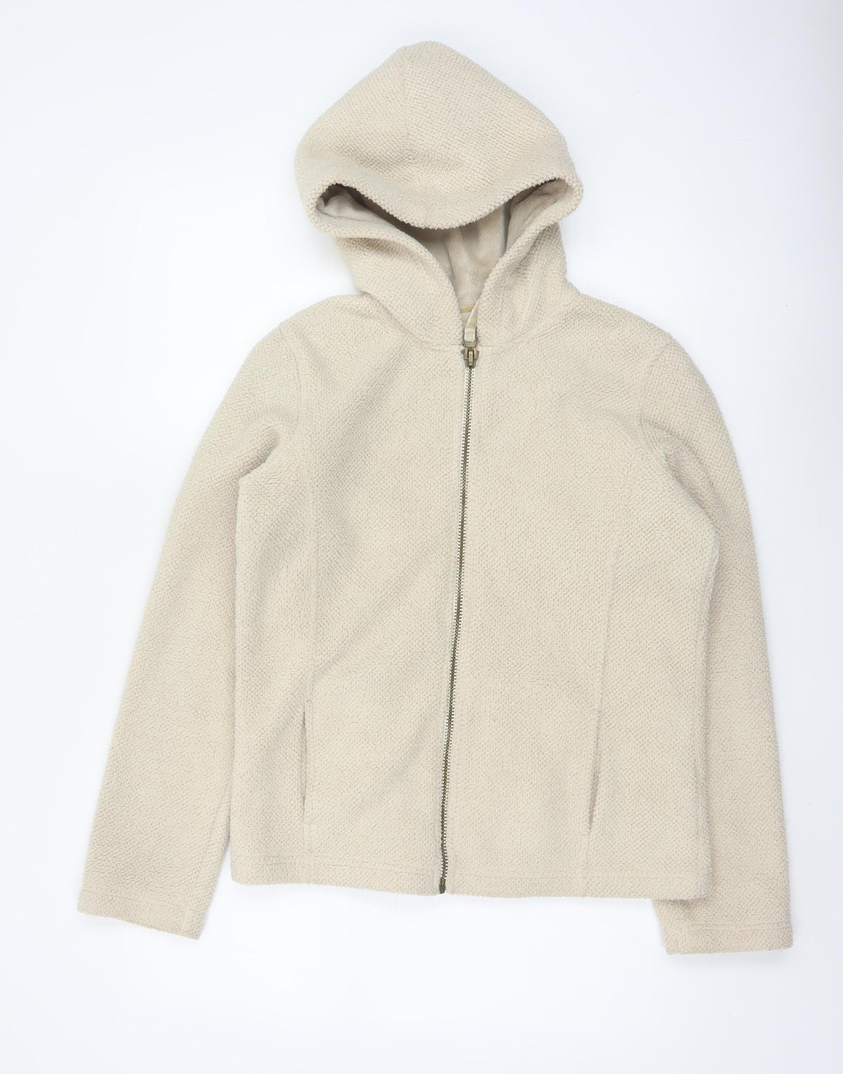 Next Women's Ivory Size 14 Teddy Fleece Full Zip Hooded Hoodie Jacket