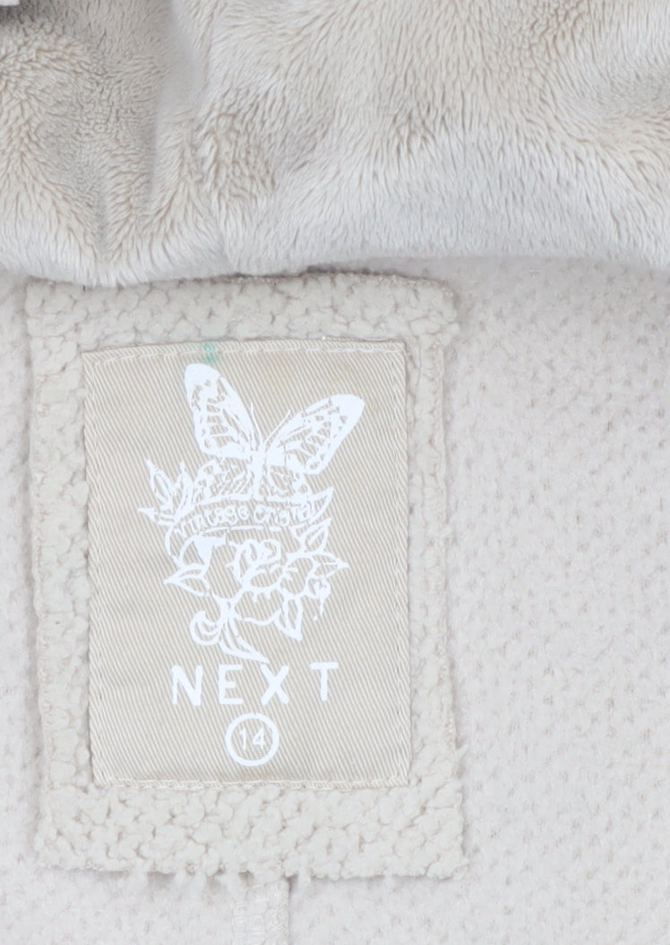 Next Women's Ivory Size 14 Teddy Fleece Full Zip Hooded Hoodie Jacket
