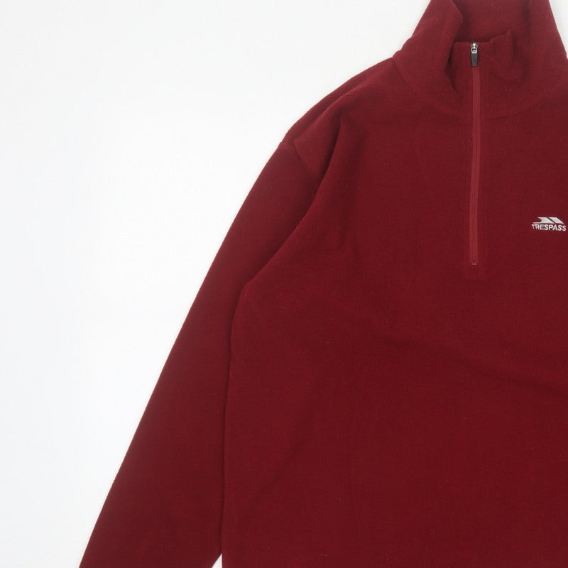 Trespass Men’s Red M 1/4 Zip Fleece Sweatshirt High Neck Outdoor