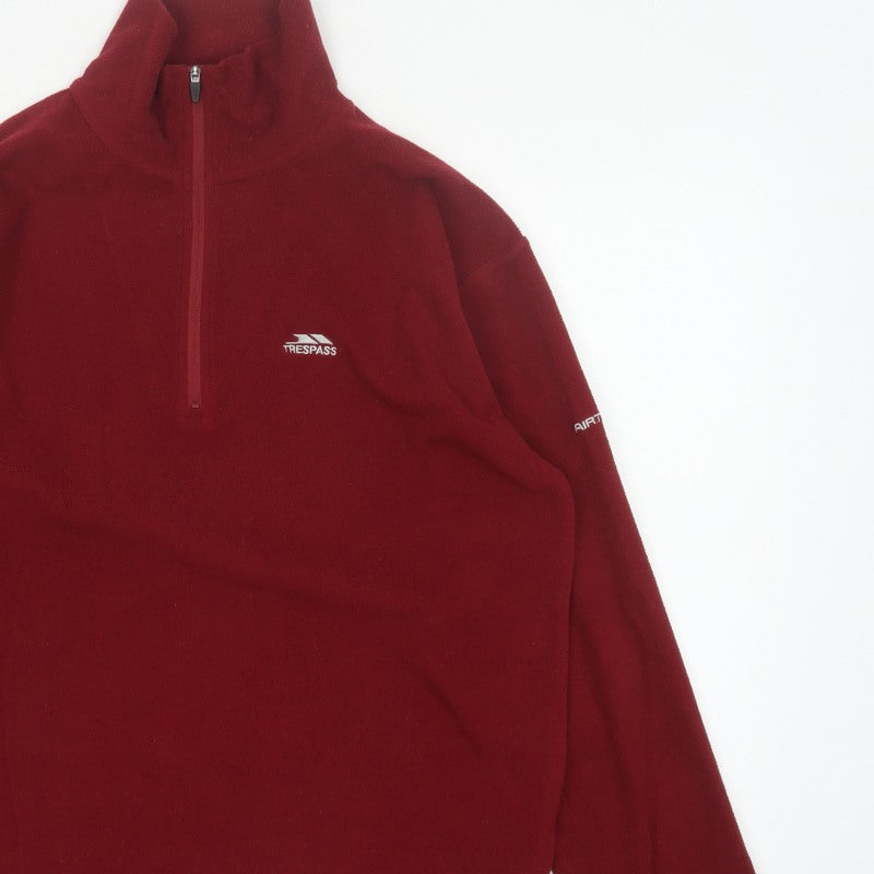 Trespass Men’s Red M 1/4 Zip Fleece Sweatshirt High Neck Outdoor