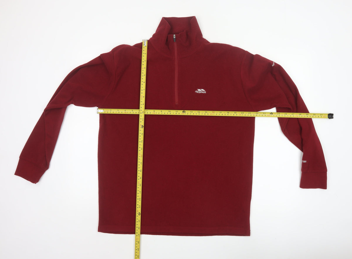 Trespass Men’s Red M 1/4 Zip Fleece Sweatshirt High Neck Outdoor