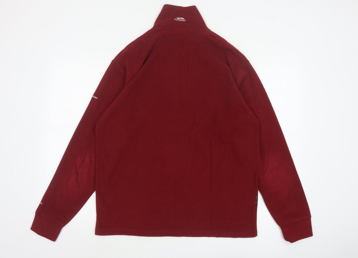 Trespass Men’s Red M 1/4 Zip Fleece Sweatshirt High Neck Outdoor
