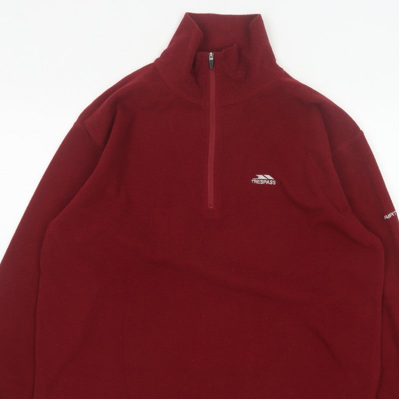 Trespass Men’s Red M 1/4 Zip Fleece Sweatshirt High Neck Outdoor