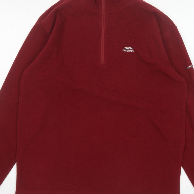 Trespass Men’s Red M 1/4 Zip Fleece Sweatshirt High Neck Outdoor