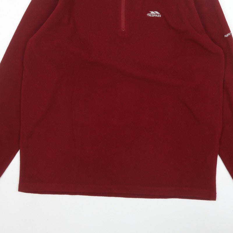 Trespass Men’s Red M 1/4 Zip Fleece Sweatshirt High Neck Outdoor