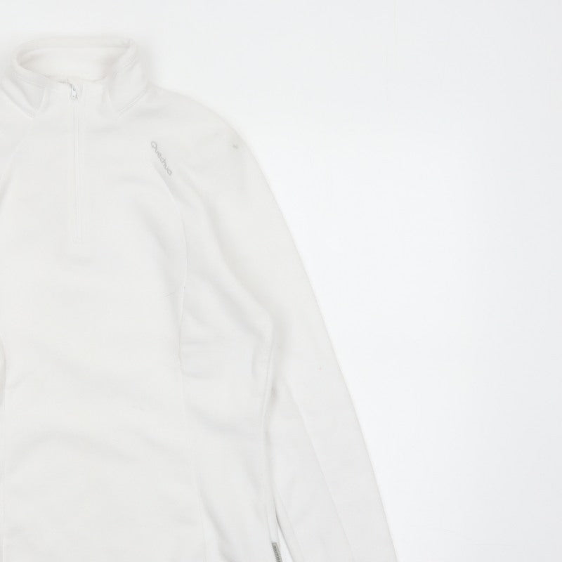 Quechua Women White S Quarter Zip Fleece Sweatshirt Hiking