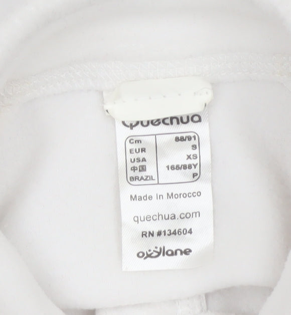 Quechua Women White S Quarter Zip Fleece Sweatshirt Hiking