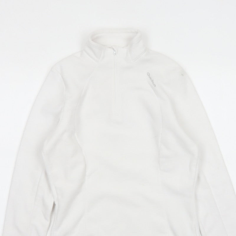 Quechua Women White S Quarter Zip Fleece Sweatshirt Hiking