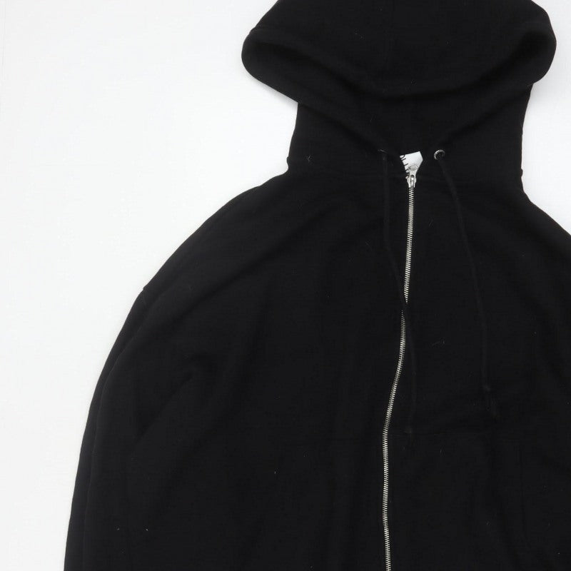 COLLUSION Men’s Black M Full Zip Hooded Cotton Hoodie
