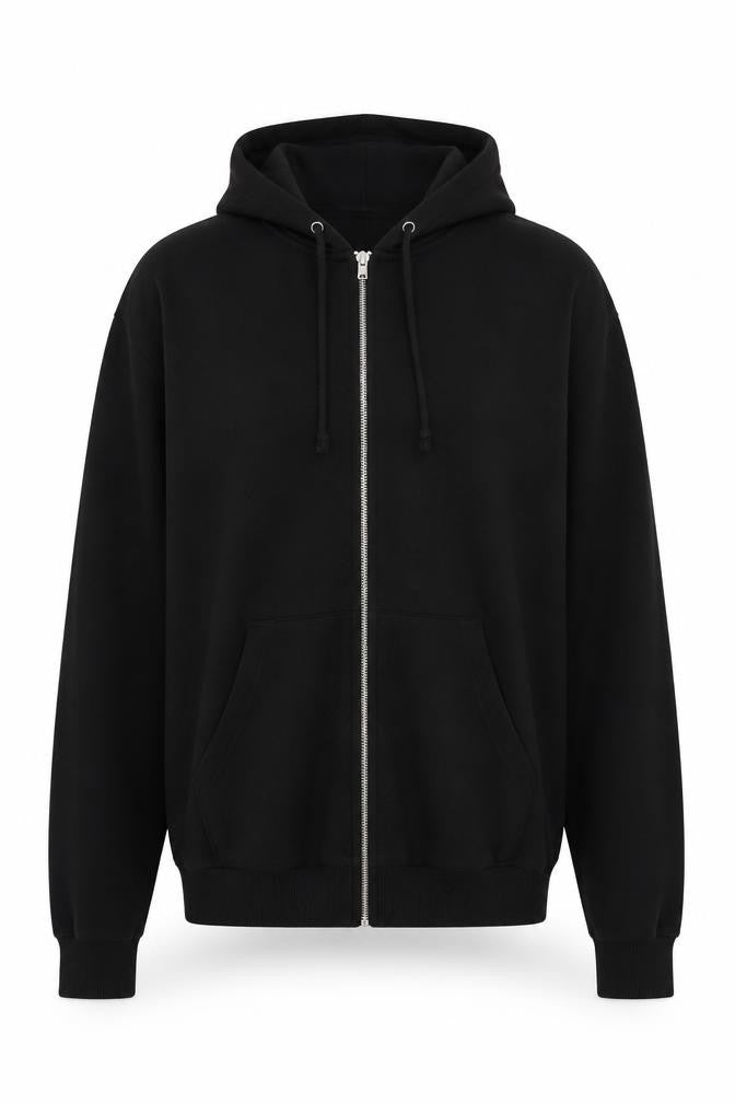 COLLUSION Men’s Black M Full Zip Hooded Cotton Hoodie