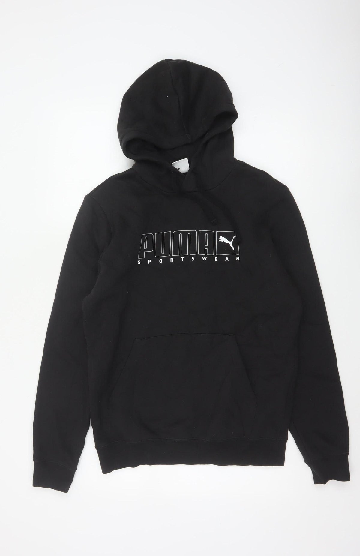 Puma Men Black S Pullover Hoodie Logo Graphic Print Sportswear