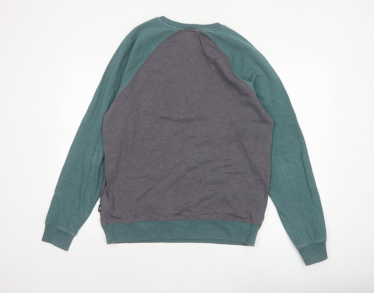 Vans Men’s Grey Green Medium Raglan Logo Crew Neck Pullover Sweatshirt