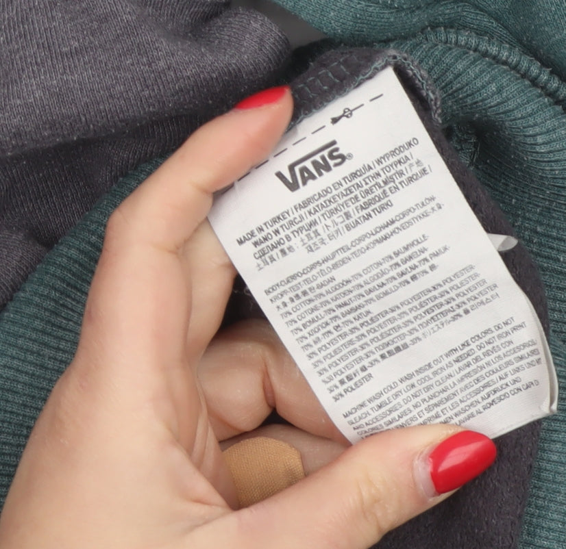 Vans Men’s Grey Green Medium Raglan Logo Crew Neck Pullover Sweatshirt