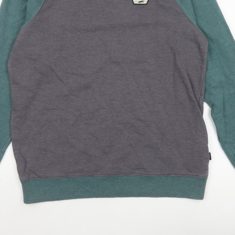 Vans Men’s Grey Green Medium Raglan Logo Crew Neck Pullover Sweatshirt