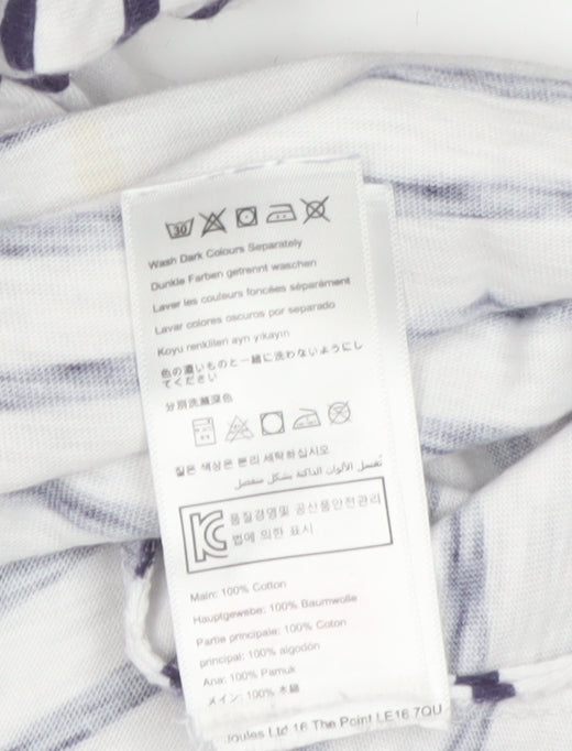 Joules Women Blue White Star Stripe V-Neck 3/4 Sleeve T-Shirt UK 12