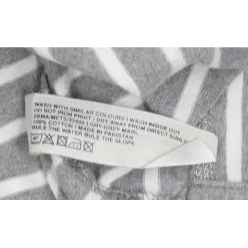 Fat Face Men’s Grey White Striped 2XL Long Sleeve Crew Neck Top
