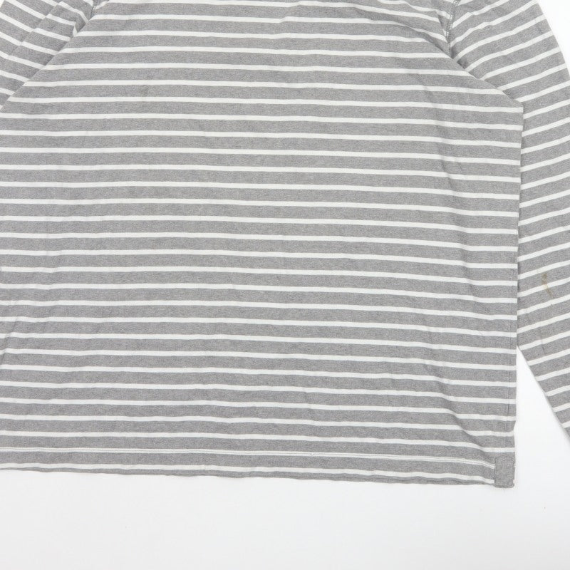 Fat Face Men’s Grey White Striped 2XL Long Sleeve Crew Neck Top