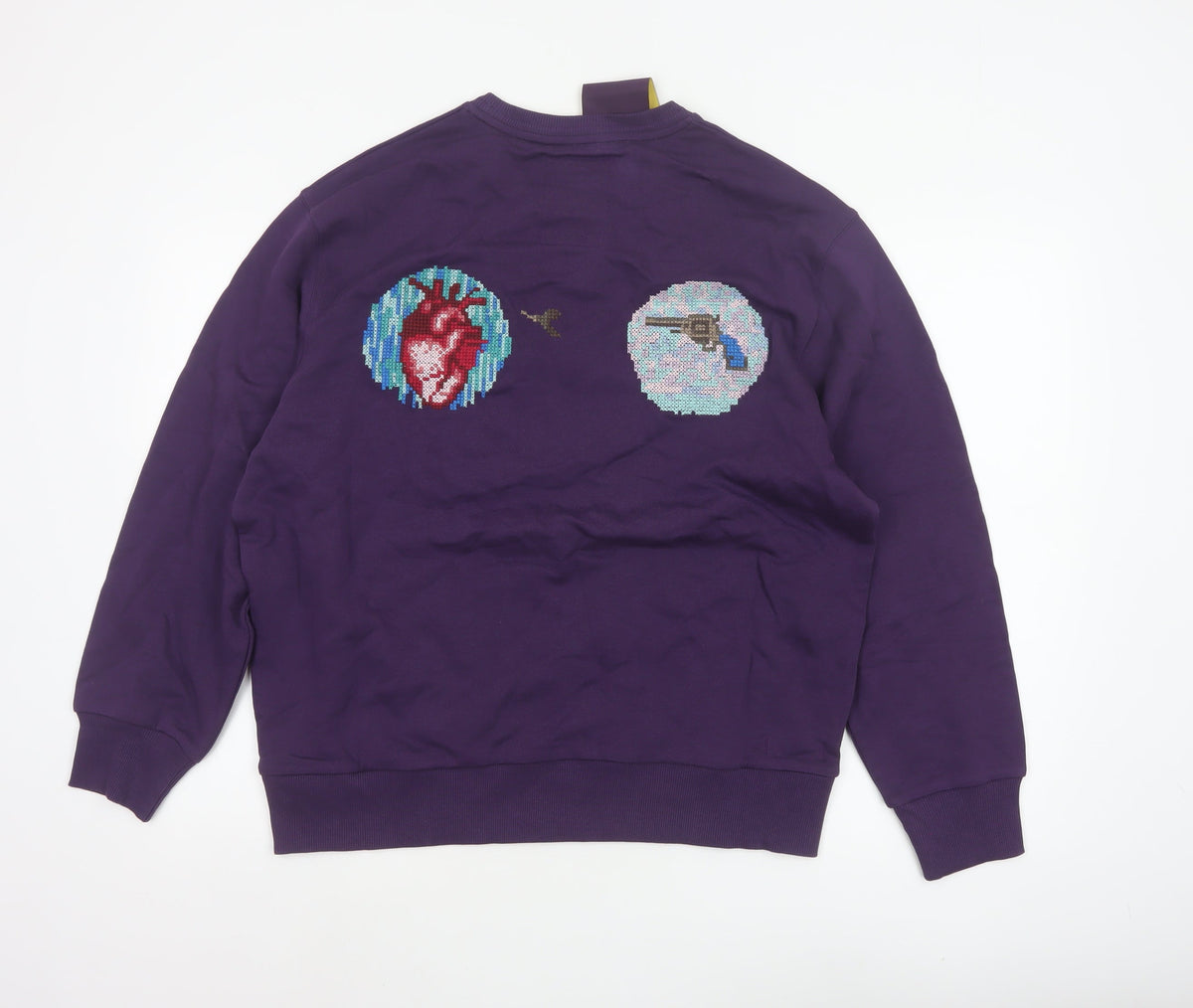 Diadora Heritage Women's Purple M Embroidered Logo Crew Neck Sweatshirt