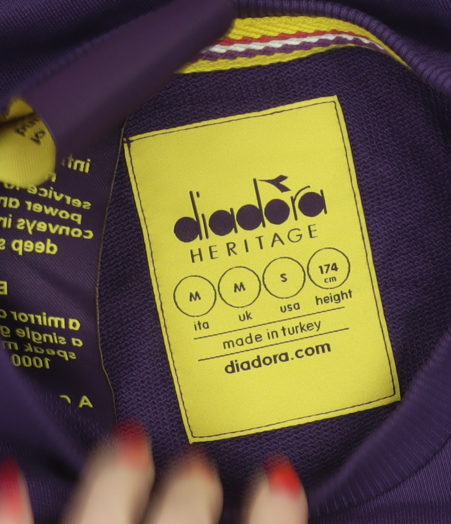 Diadora Heritage Women's Purple M Embroidered Logo Crew Neck Sweatshirt