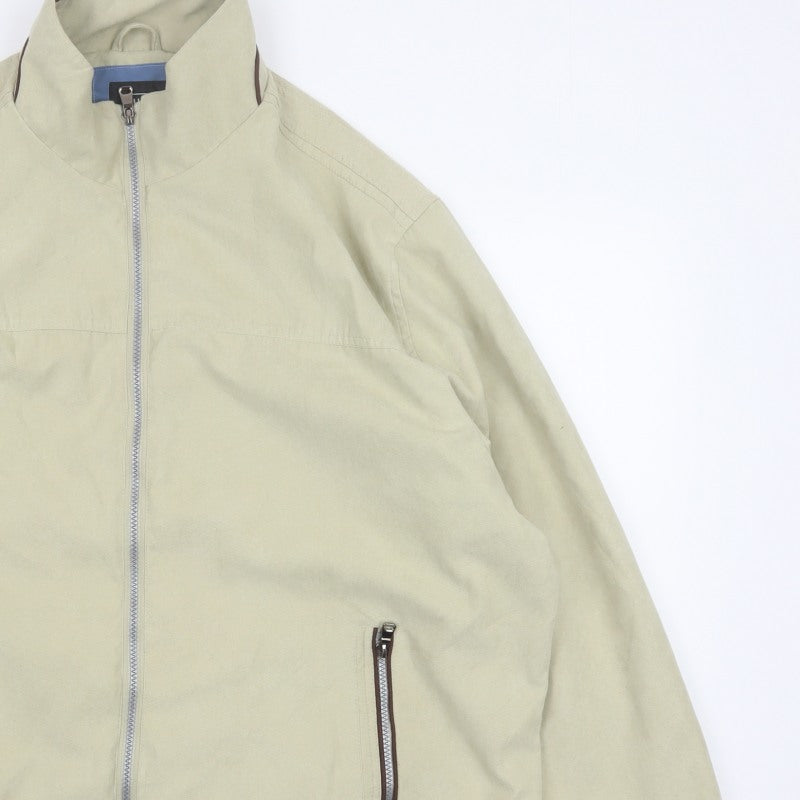 Uno Camicie Men’s Beige 2XL Bomber Jacket Full Zip Stand-Up Collar