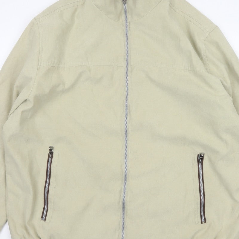 Uno Camicie Men’s Beige 2XL Bomber Jacket Full Zip Stand-Up Collar