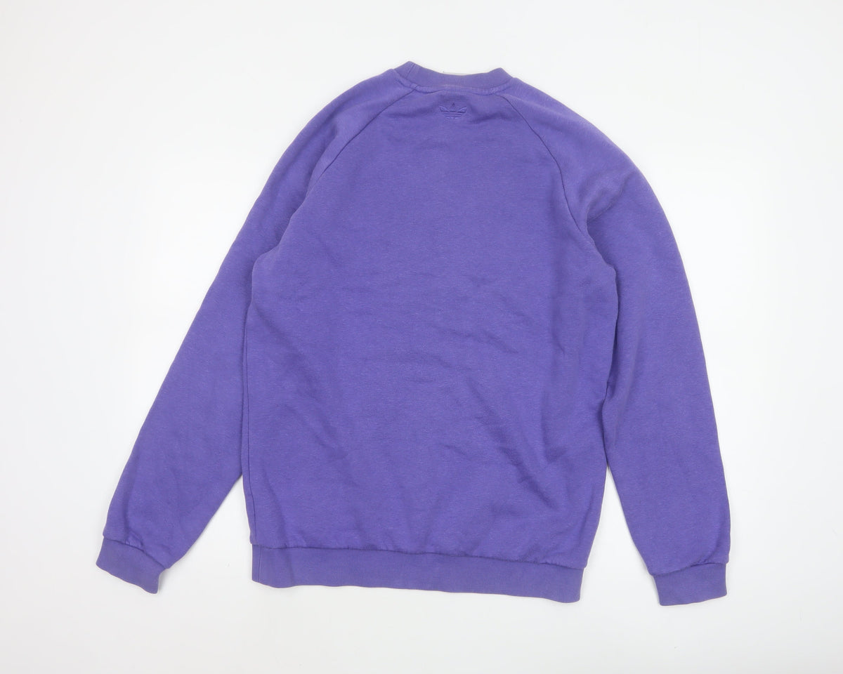 Adidas Men's Purple S Pullover Crew Neck Logo Fleece Sweatshirt