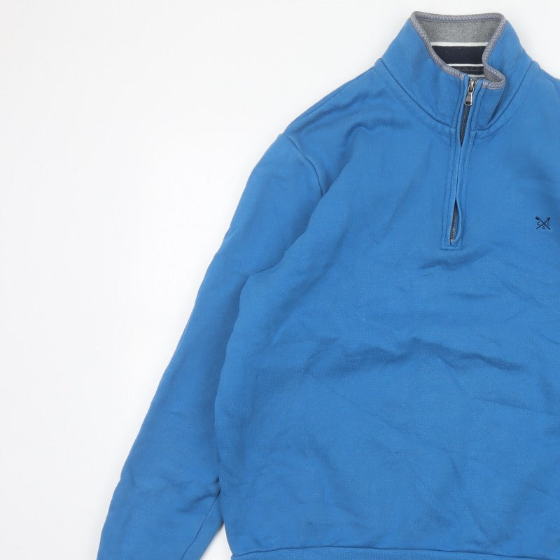 Crew Clothing Company Men’s Blue L 1/4 Zip Fleece Sweatshirt