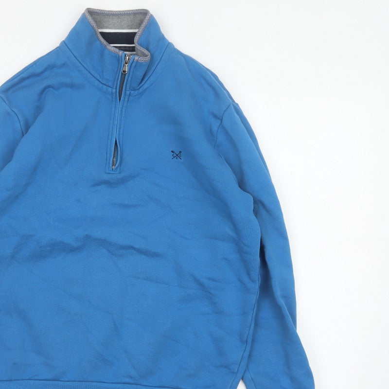 Crew Clothing Company Men’s Blue L 1/4 Zip Fleece Sweatshirt