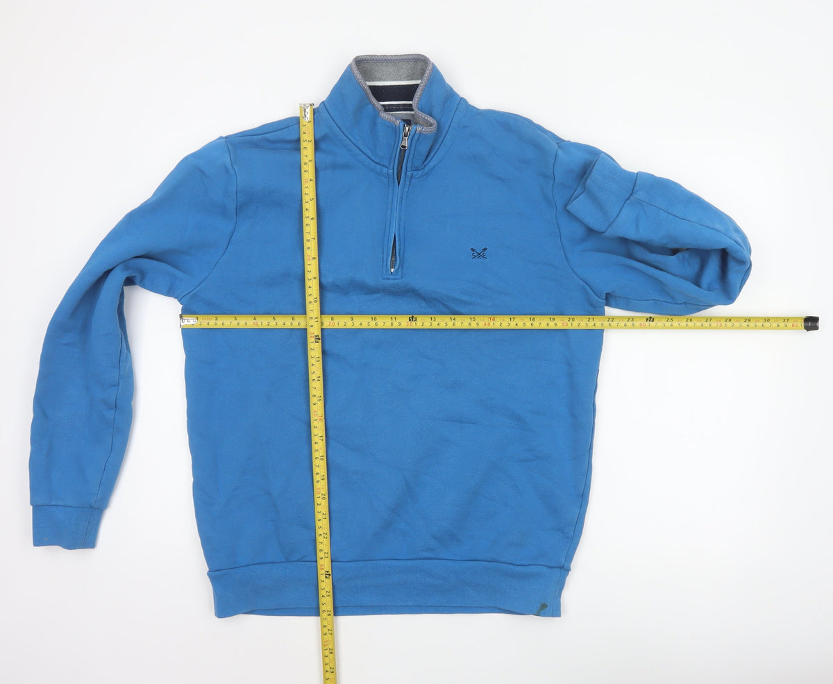 Crew Clothing Company Men’s Blue L 1/4 Zip Fleece Sweatshirt