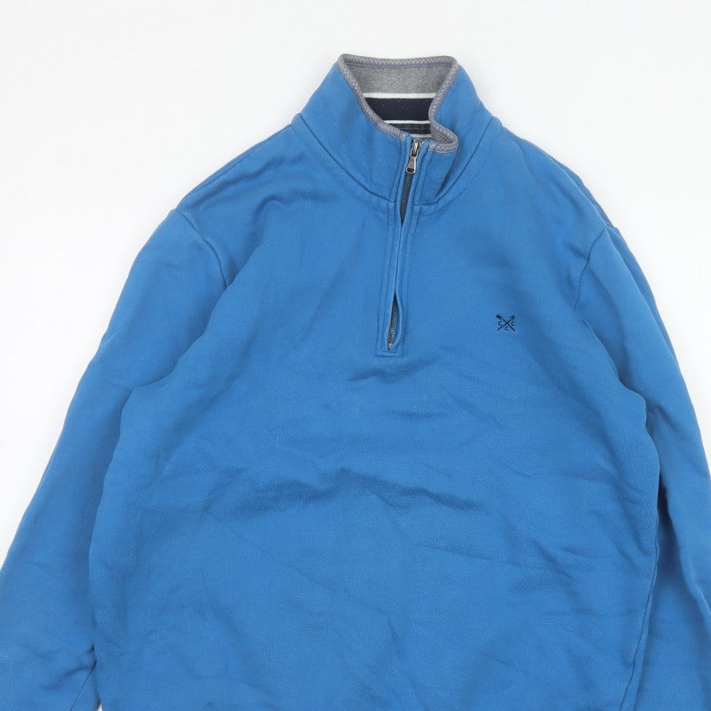Crew Clothing Company Men’s Blue L 1/4 Zip Fleece Sweatshirt