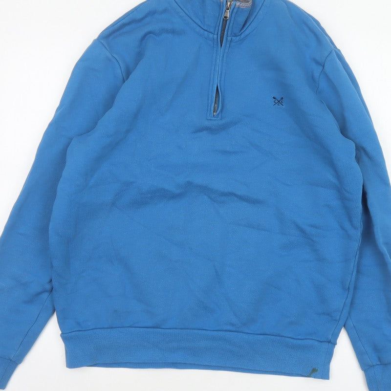 Crew Clothing Company Men’s Blue L 1/4 Zip Fleece Sweatshirt