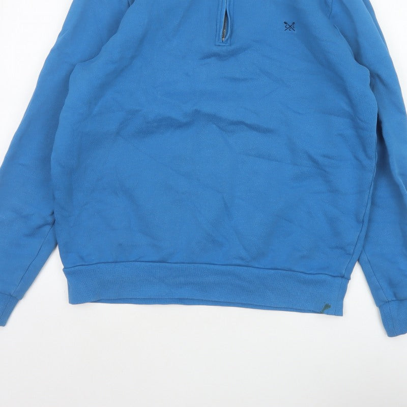 Crew Clothing Company Men’s Blue L 1/4 Zip Fleece Sweatshirt