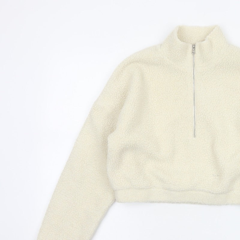 Sixth June Paris Women Ivory S Sherpa Fleece 1/2 Zip Sweatshirt