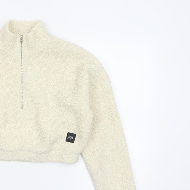 Sixth June Paris Women Ivory S Sherpa Fleece 1/2 Zip Sweatshirt