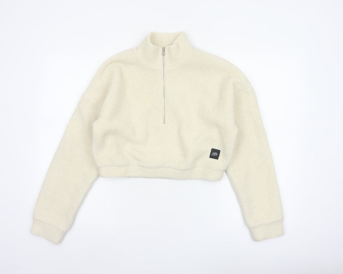 Sixth June Paris Women Ivory S Sherpa Fleece 1/2 Zip Sweatshirt