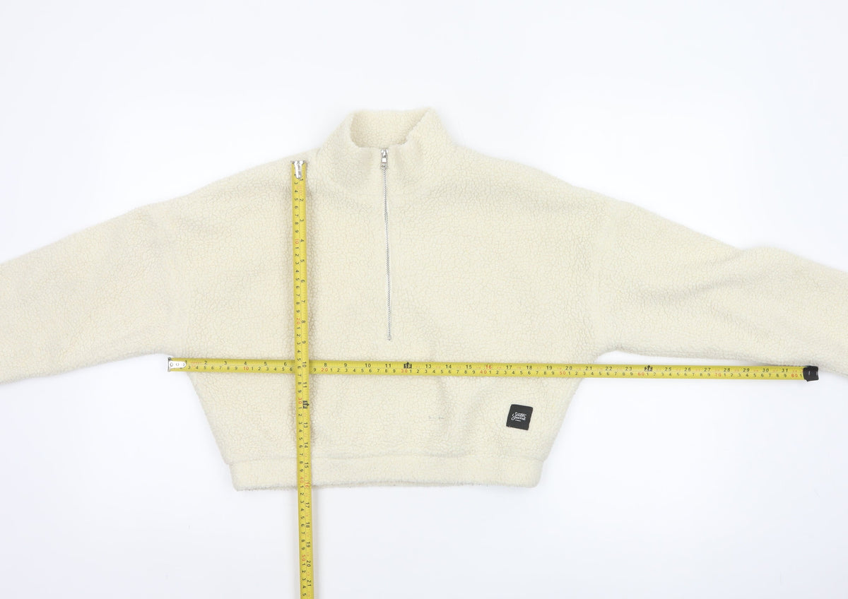 Sixth June Paris Women Ivory S Sherpa Fleece 1/2 Zip Sweatshirt