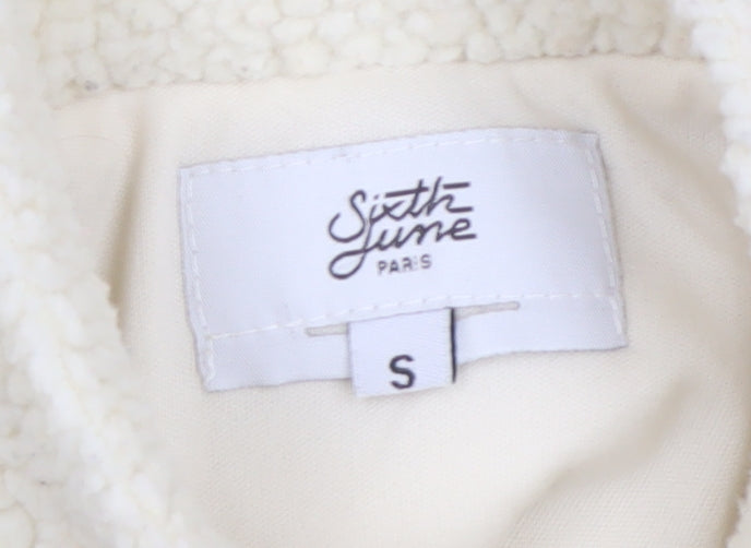 Sixth June Paris Women Ivory S Sherpa Fleece 1/2 Zip Sweatshirt