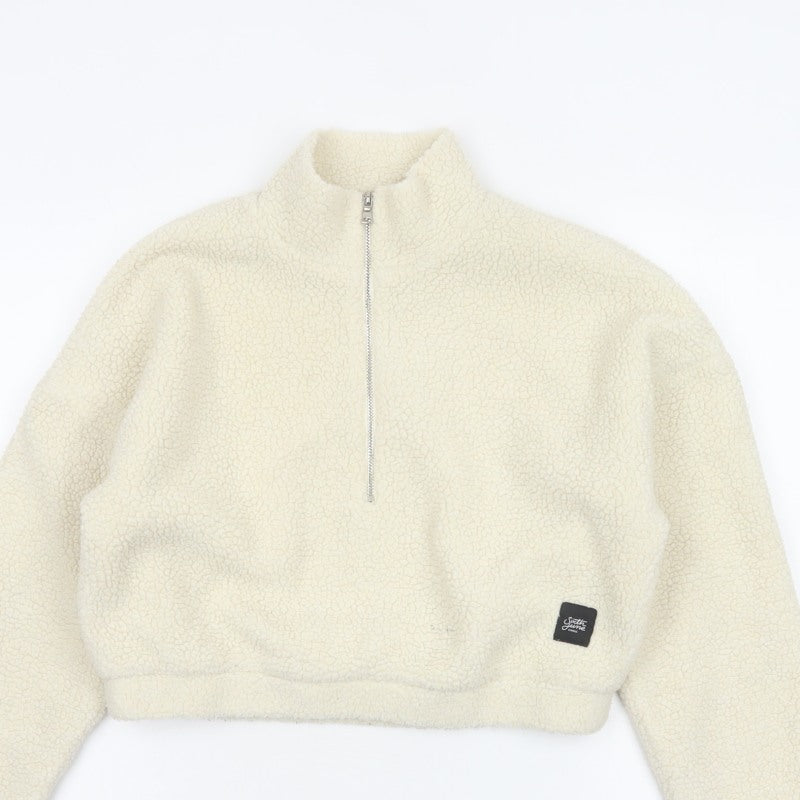Sixth June Paris Women Ivory S Sherpa Fleece 1/2 Zip Sweatshirt
