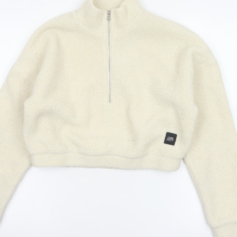 Sixth June Paris Women Ivory S Sherpa Fleece 1/2 Zip Sweatshirt