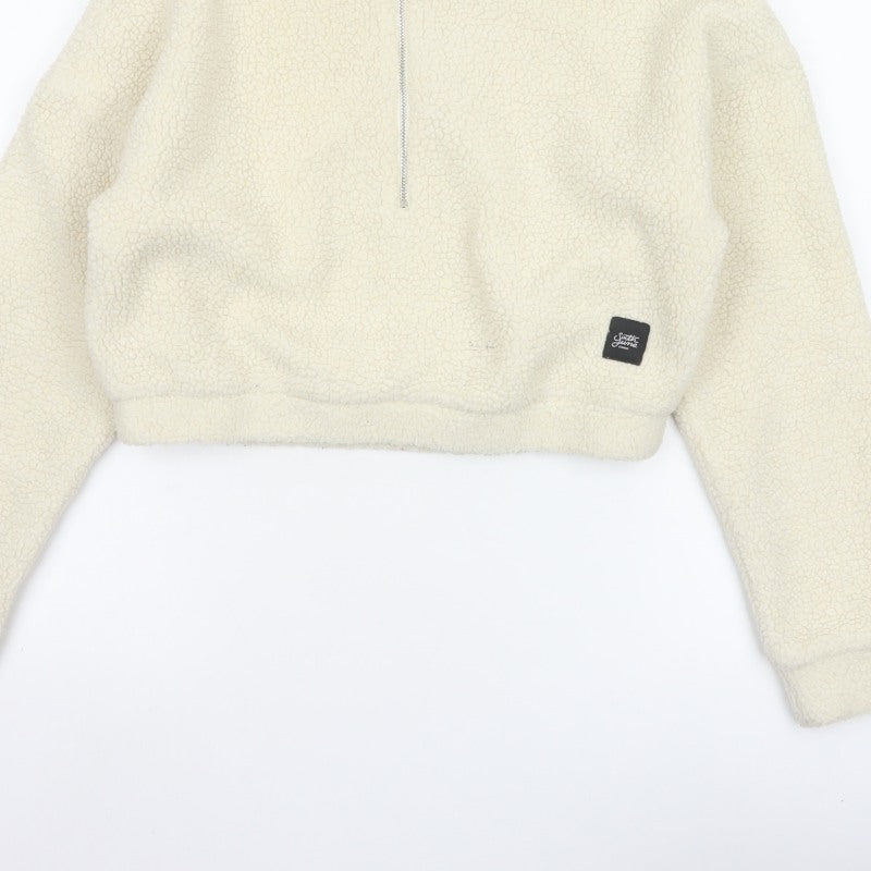 Sixth June Paris Women Ivory S Sherpa Fleece 1/2 Zip Sweatshirt