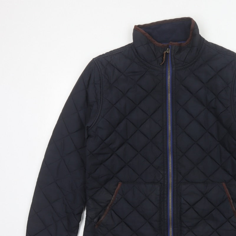 Joules Men’s Navy M Quilted Full Zip Padded Jacket Stand Collar