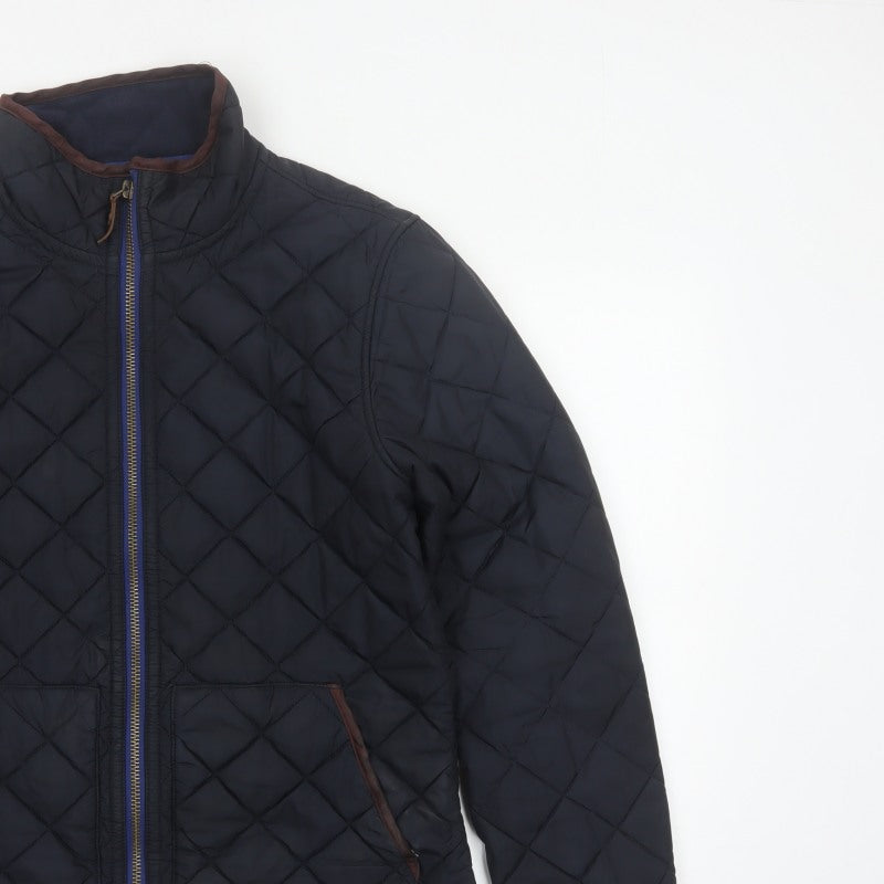 Joules Men’s Navy M Quilted Full Zip Padded Jacket Stand Collar