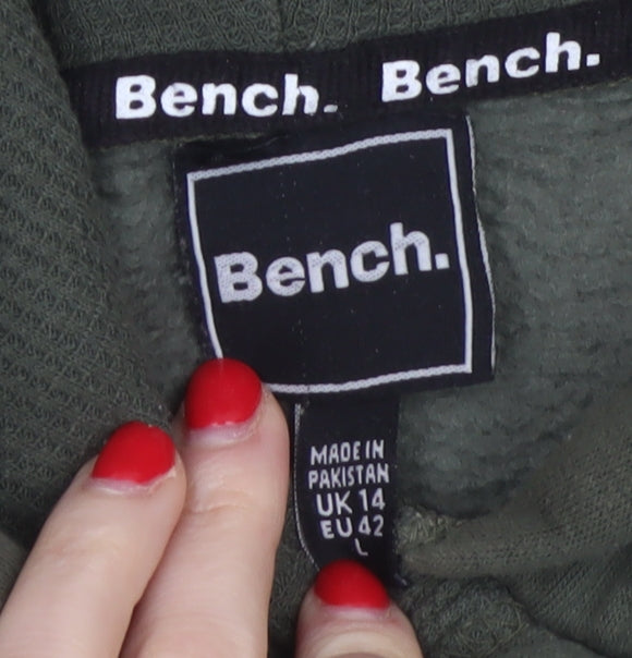 Bench Women’s Green UK 14 Pullover Hoodie Logo Fleece