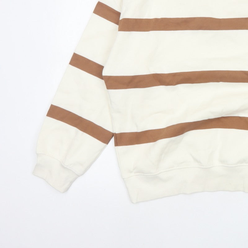 Marks & Spencer Women’s Ivory Brown Striped Pullover Sweatshirt M