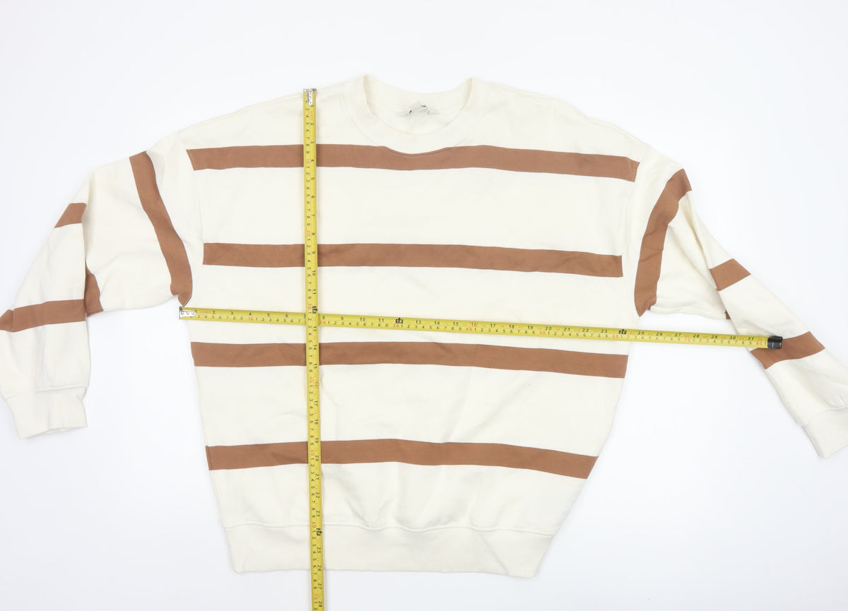 Marks & Spencer Women’s Ivory Brown Striped Pullover Sweatshirt M