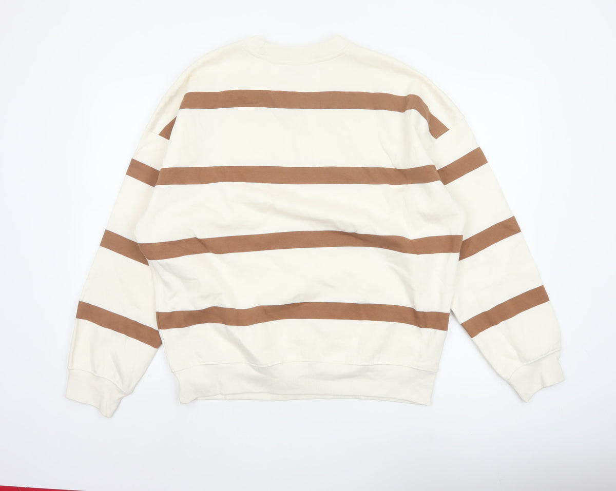 Marks & Spencer Women’s Ivory Brown Striped Pullover Sweatshirt M