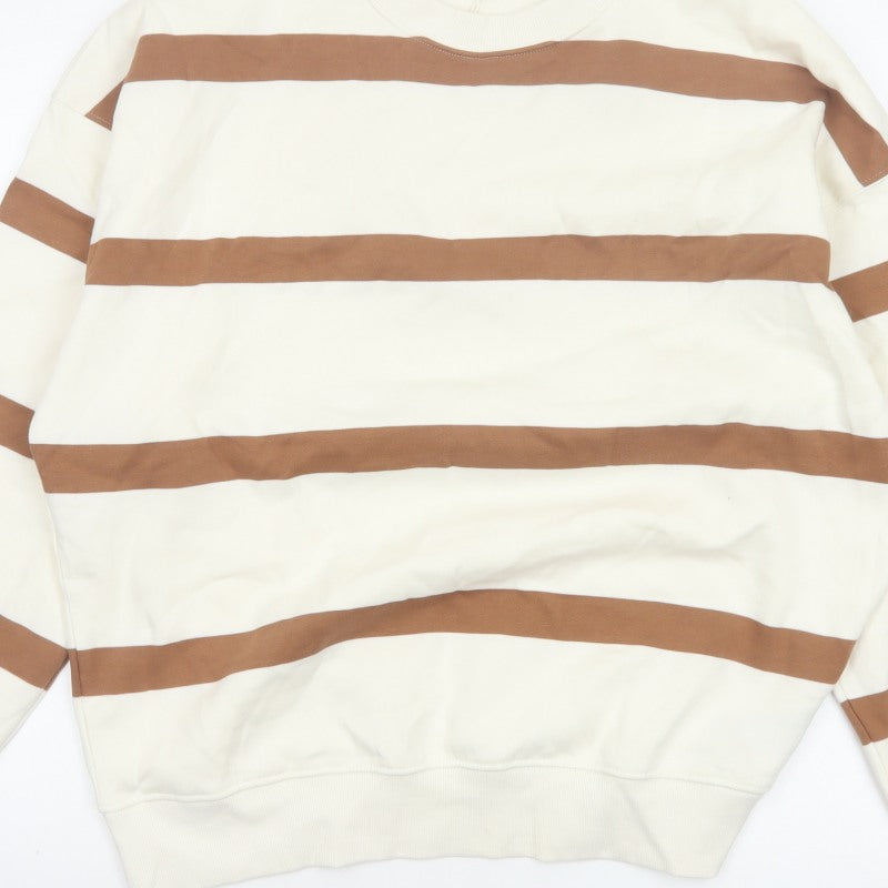 Marks & Spencer Women’s Ivory Brown Striped Pullover Sweatshirt M